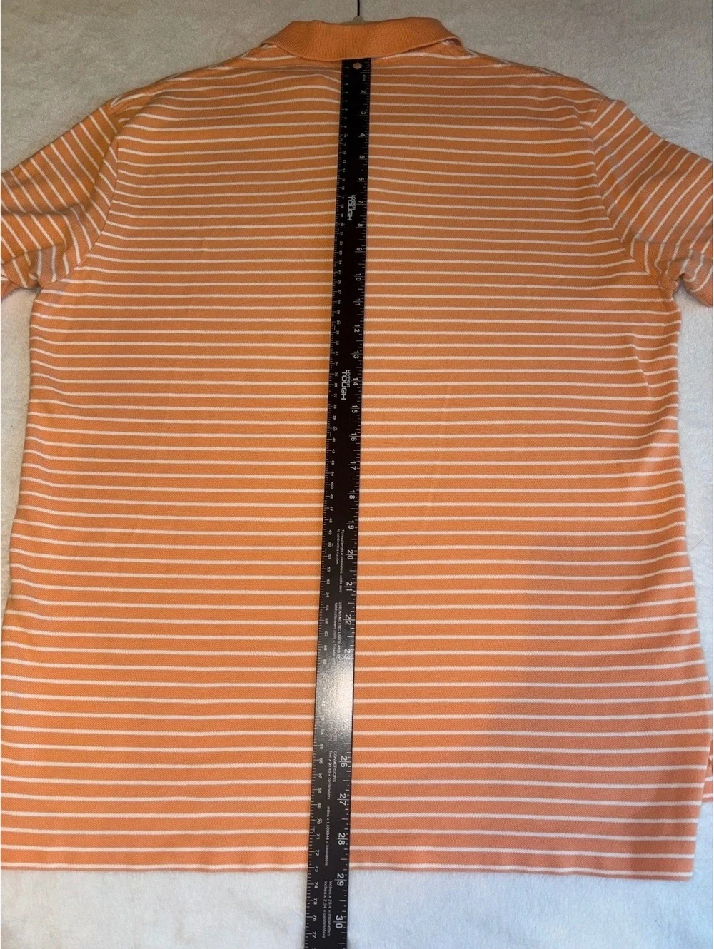 Polo Ralph Lauren Men Orange White Striped Polo Shirt Short Sleeve Size L